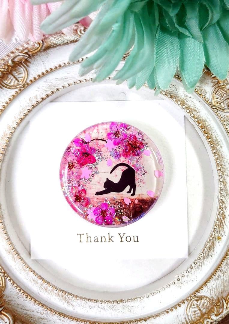 レジン猫ヘアゴムブローチポニーフックNo.427