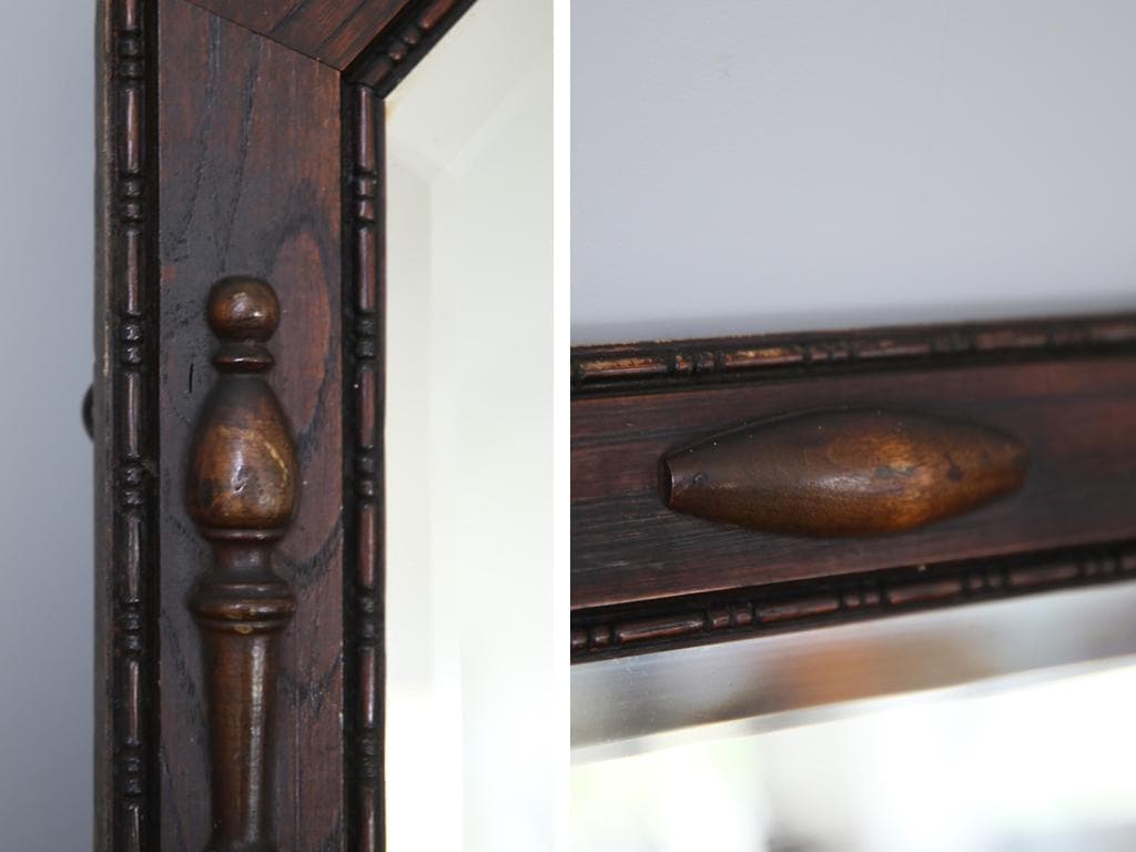 英国アンティーク木製カッティングミラー/壁掛け鏡オクタゴン八角形(88-215)