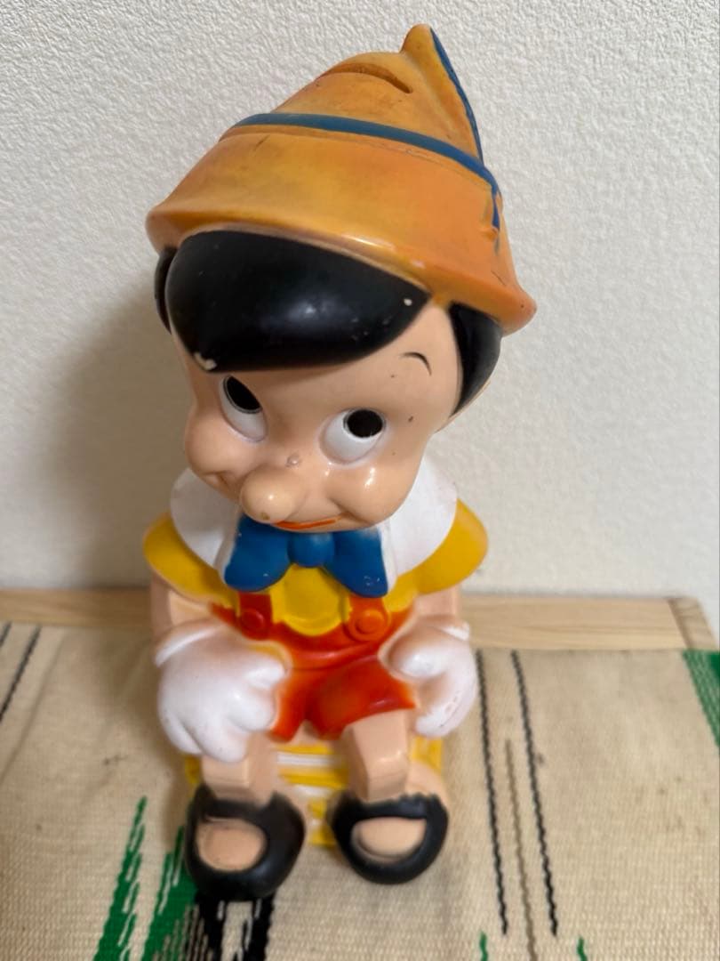 ピノキオ　貯金箱　アメトイ　ソフビ　ビンテージ　ディズニー　アメリカン雑貨