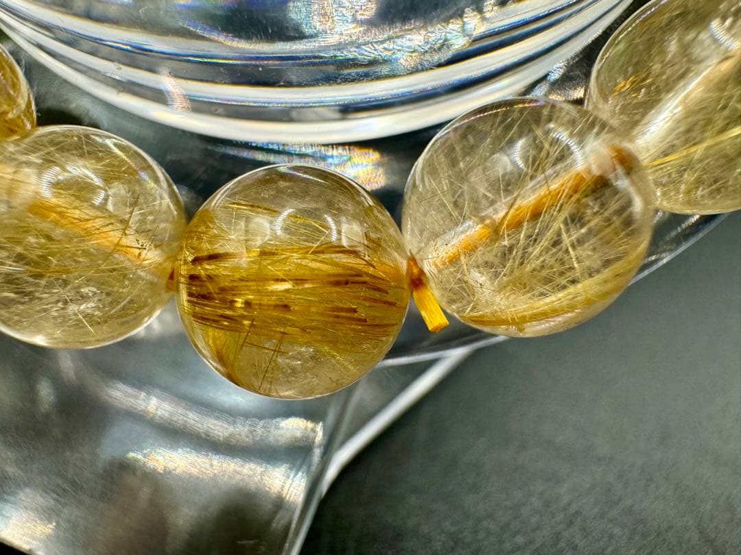 ③ゴールドルチル 10mm 経営者　ヒカル　細い針と太い針が共存　入念に浄化済み