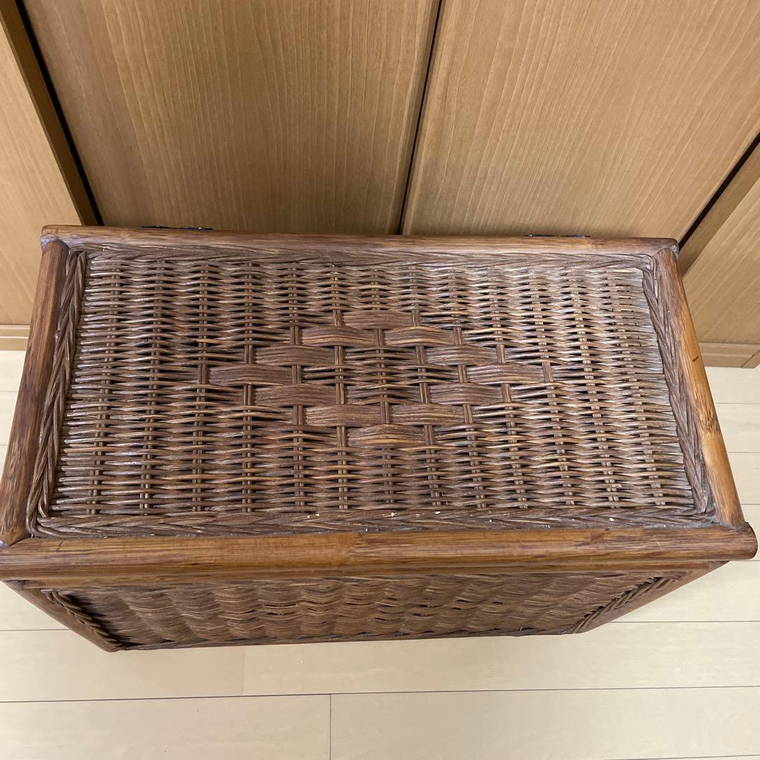 籐 蓋・布張り収納ボックス コンテナ アンティーク アジアン - メルカリ