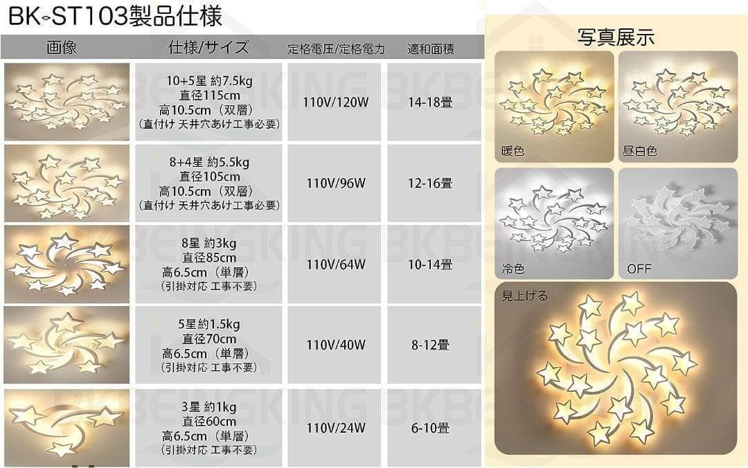 【M1686-136】星型LEDシーリングライト 調光調色 6-10畳