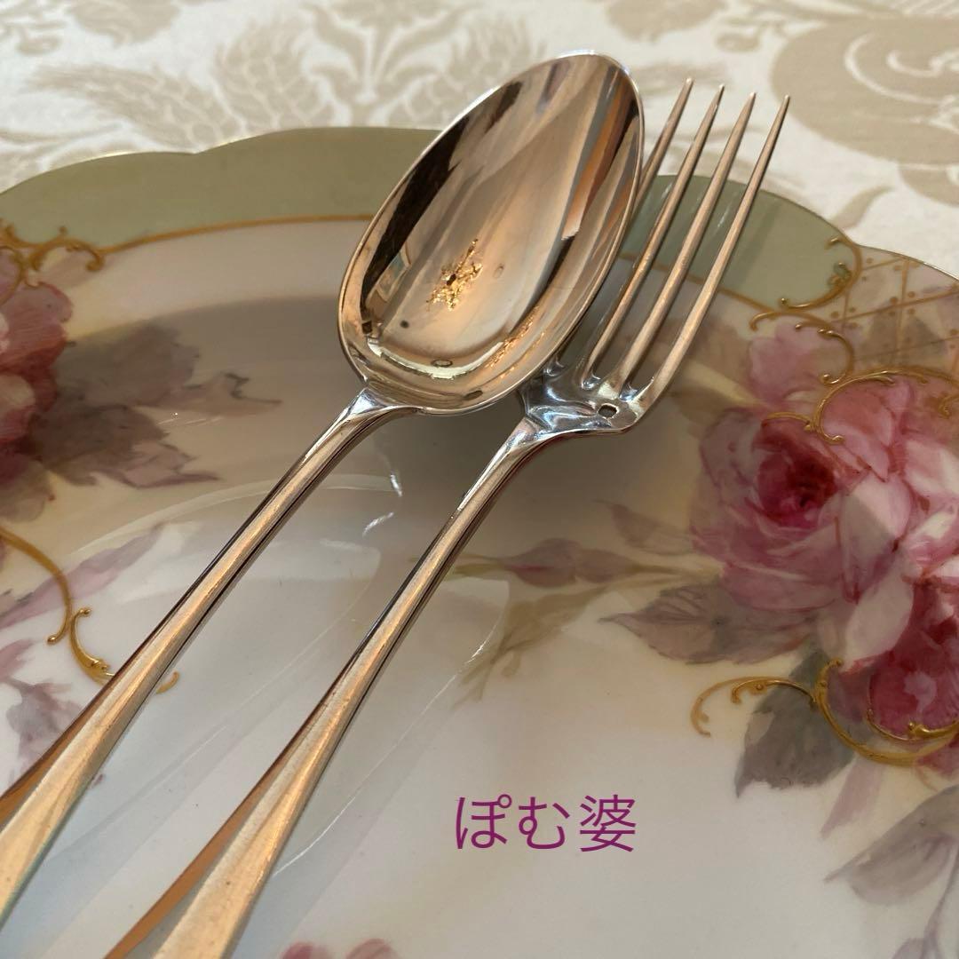 【フランス／H.Soufflot】純銀／フォーク＆スプーン ２セット