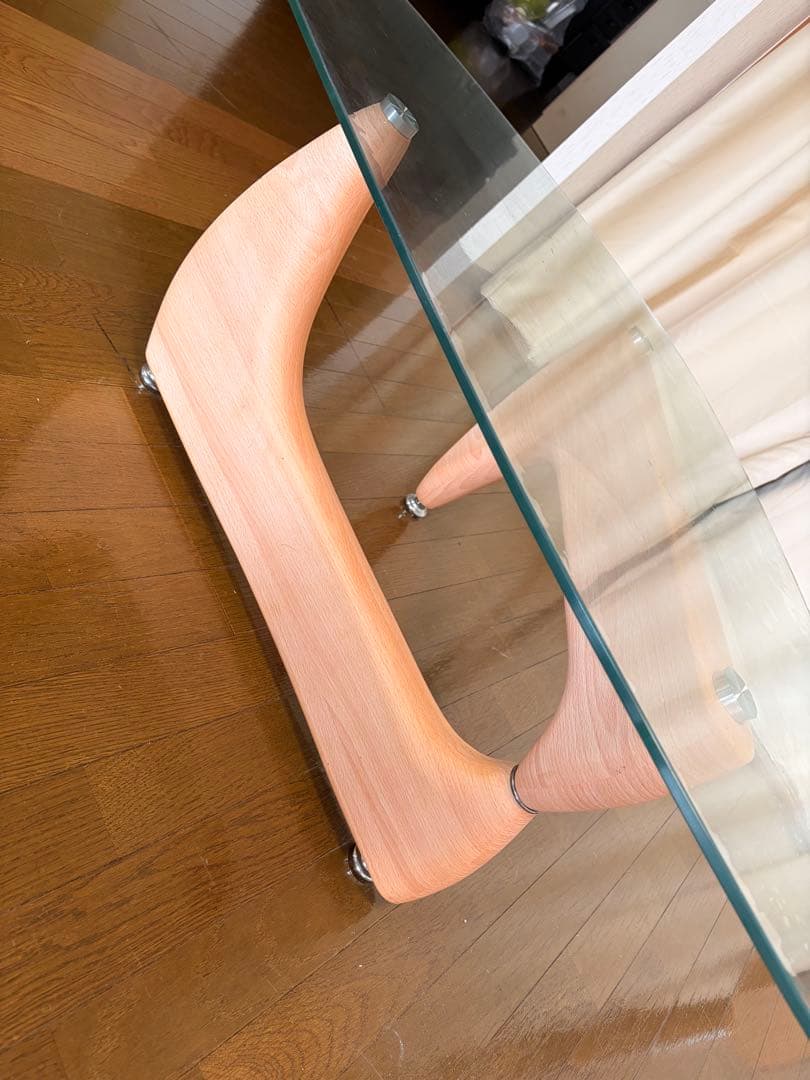 オーバルガラステーブル