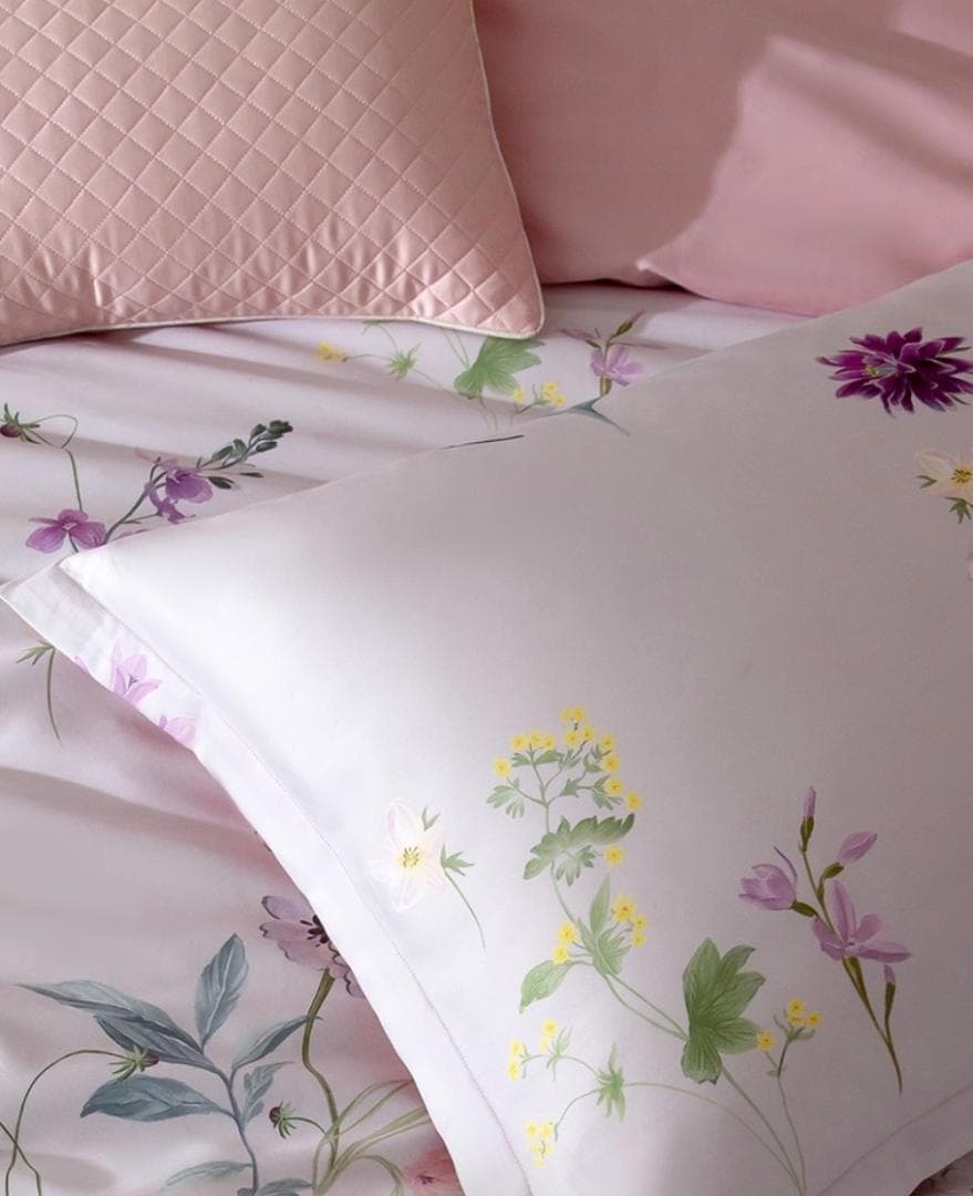 オーダー寝具 エジプト超長綿 600TC ピンク 小花柄 ベッドシーツセット
