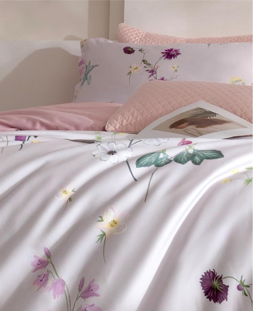 オーダー寝具 エジプト超長綿 600TC ピンク 小花柄 ベッドシーツセット