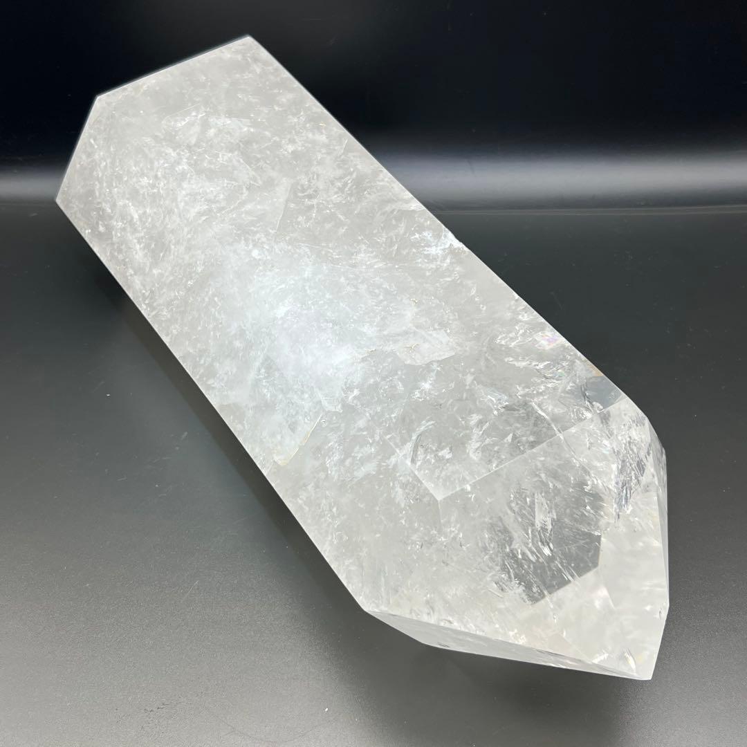 ✳☆唯一無二 超極大☆激凄超逸品☆高透明度 大迫力✨虹入り 水晶 六角柱 天然石