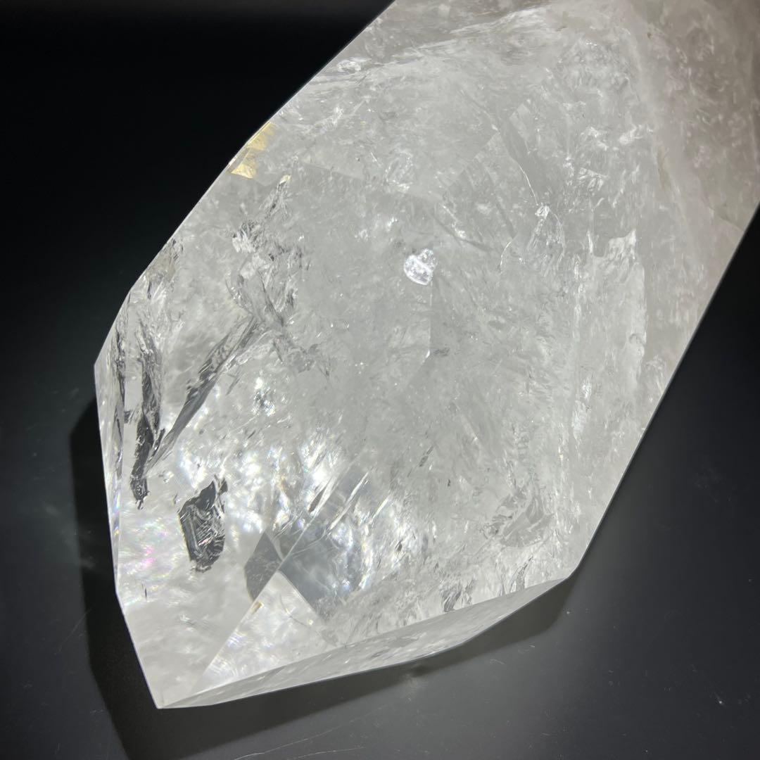 ✳☆唯一無二 超極大☆激凄超逸品☆高透明度 大迫力✨虹入り 水晶 六角柱 天然石