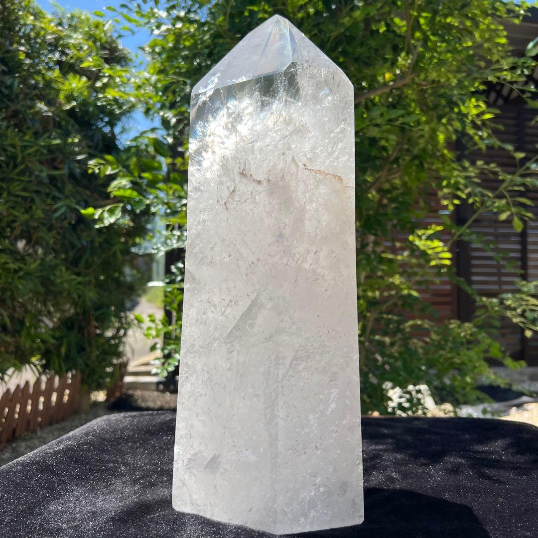 ✳☆唯一無二 超極大☆激凄超逸品☆高透明度 大迫力✨虹入り 水晶 六角柱 天然石