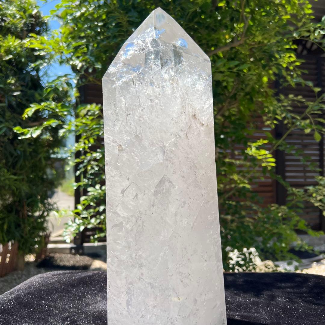 ✳☆唯一無二 超極大☆激凄超逸品☆高透明度 大迫力✨虹入り 水晶 六角柱 天然石