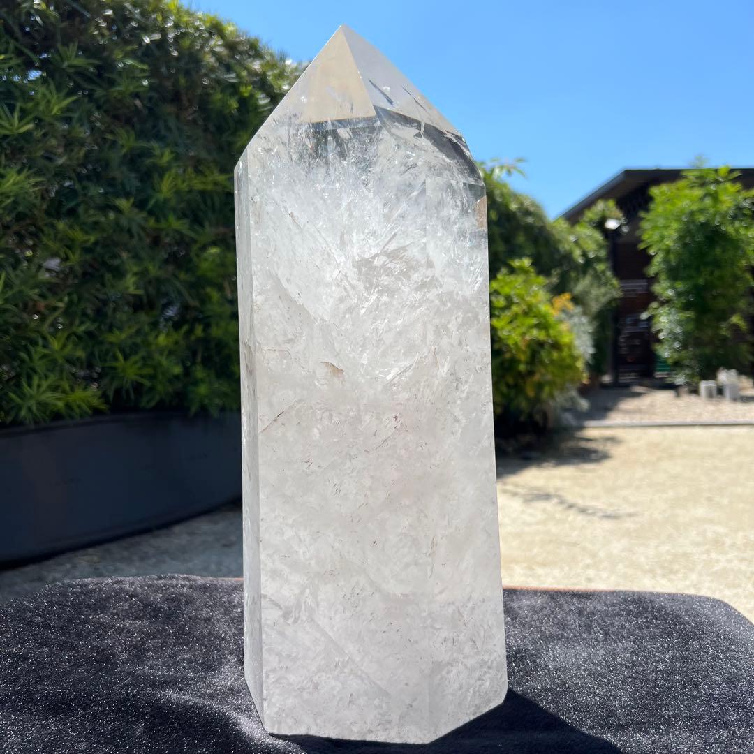 ✳☆唯一無二 超極大☆激凄超逸品☆高透明度 大迫力✨虹入り 水晶 六角柱 天然石