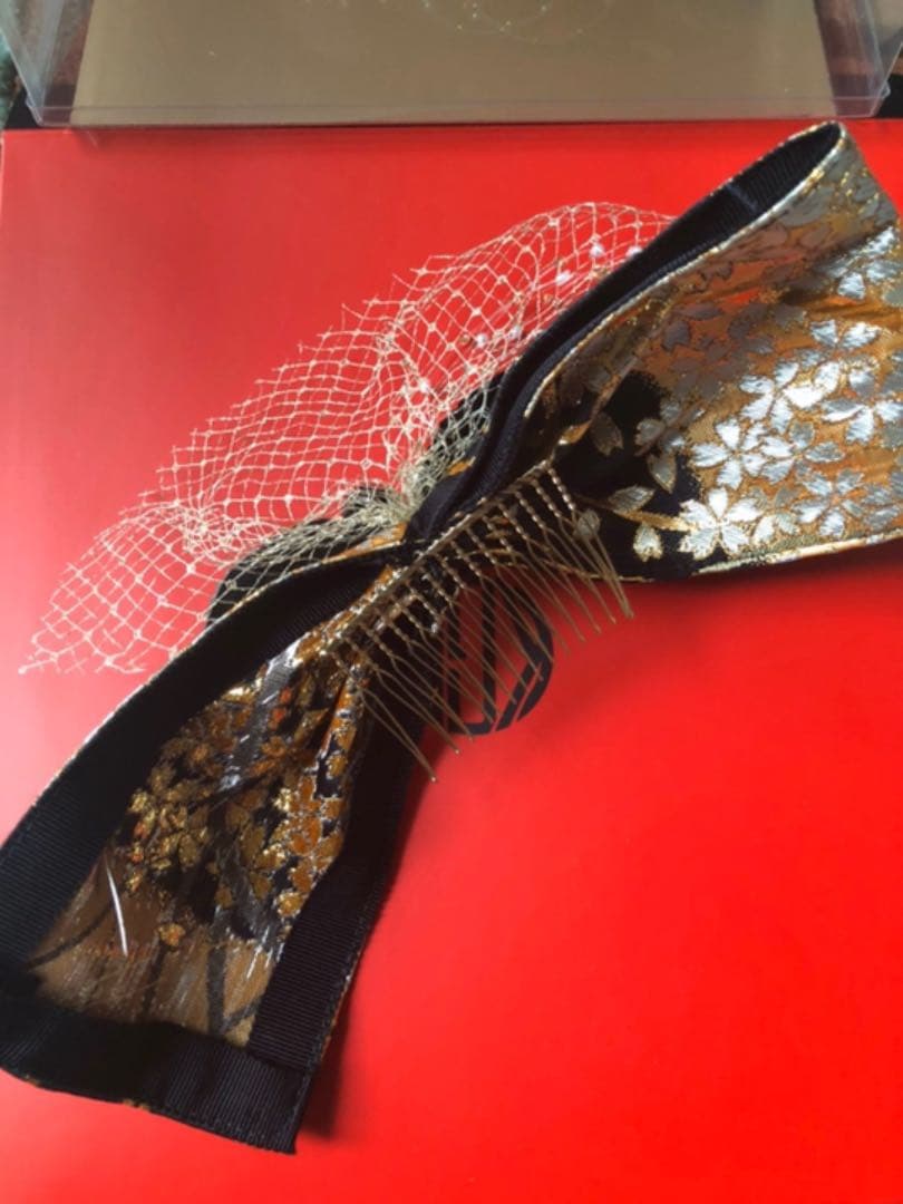 髪飾り 成人式 結婚式　謝恩会　和装 洋装　シャルマン　ブラック　ゴージャス