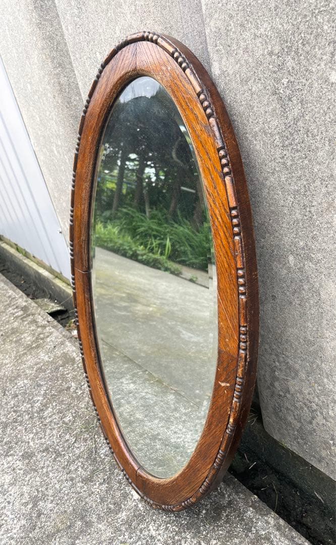 ビンテージ/イタリア製/木製/ミラー/壁掛けミラー/ウォールミラー/鏡/什器/②