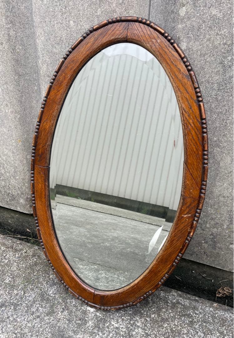 ビンテージ/イタリア製/木製/ミラー/壁掛けミラー/ウォールミラー/鏡/什器/②