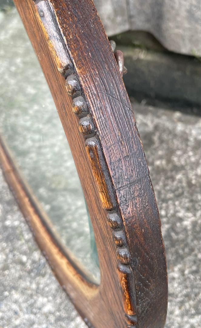 ビンテージ/イタリア製/木製/ミラー/壁掛けミラー/ウォールミラー/鏡/什器/②