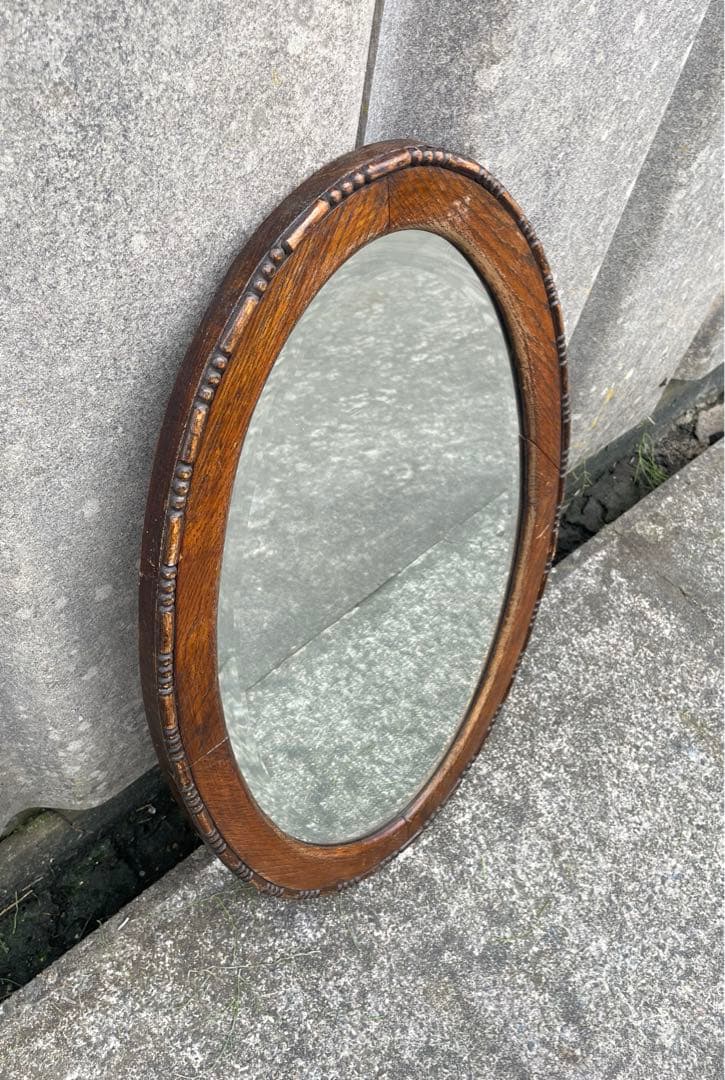 ビンテージ/イタリア製/木製/ミラー/壁掛けミラー/ウォールミラー/鏡/什器/②