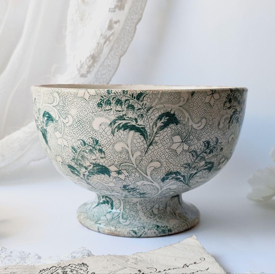 希少　美品　クレイユモントロー　鈴蘭　ボウル　フランスアンティーク