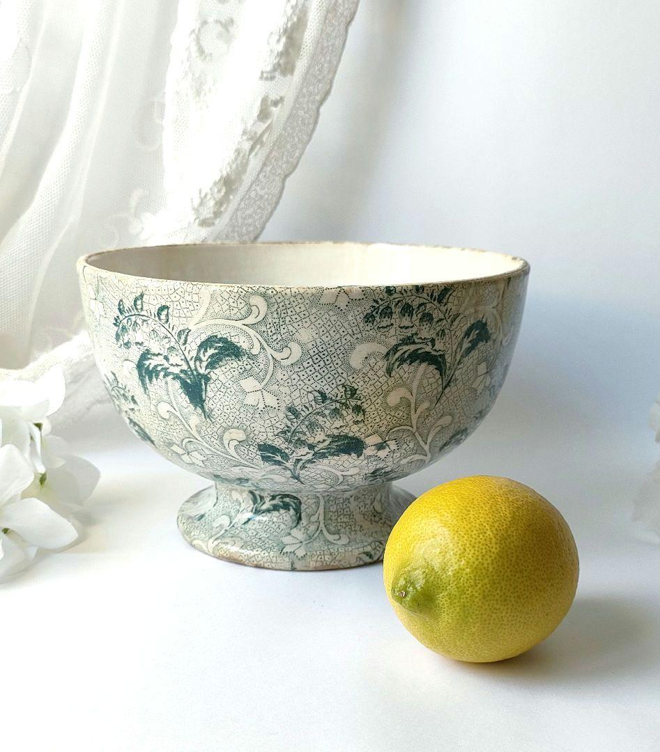 希少　美品　クレイユモントロー　鈴蘭　ボウル　フランスアンティーク