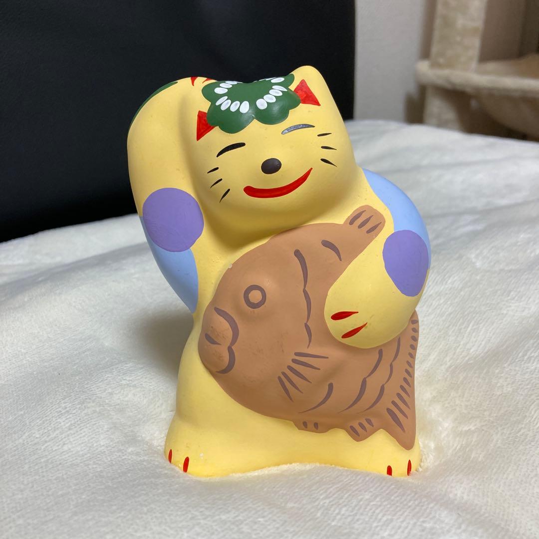 工房輪葉葉 たいねこ 黄色 招き猫 限定 縁起物 抽選 わはは 福招く 金