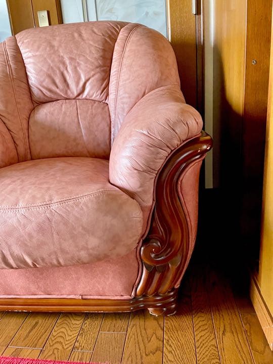 イタリア製　本革　ハイバックゆったり　1人掛けソファー