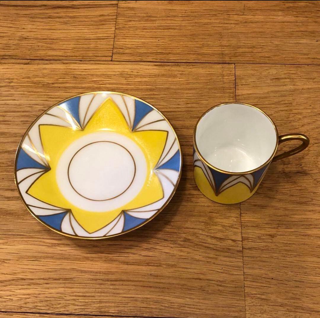 希少　ビンテージ　大倉陶園 アールデコ デミタス　カップ&ソーサー　古道具