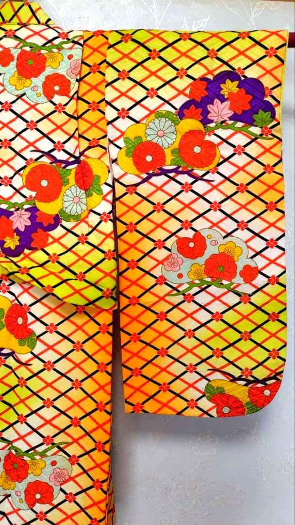 RK404アンティーク子供着物着丈77センチ裄丈38センチしつけ糸付き綺麗美品