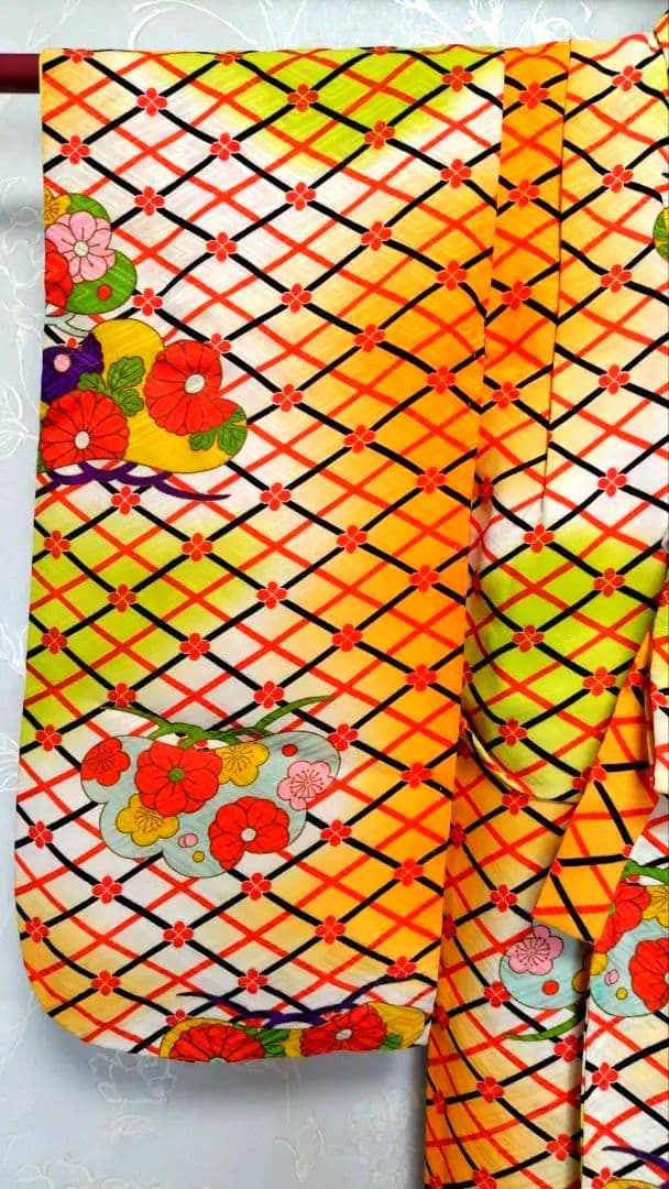 RK404アンティーク子供着物着丈77センチ裄丈38センチしつけ糸付き綺麗美品