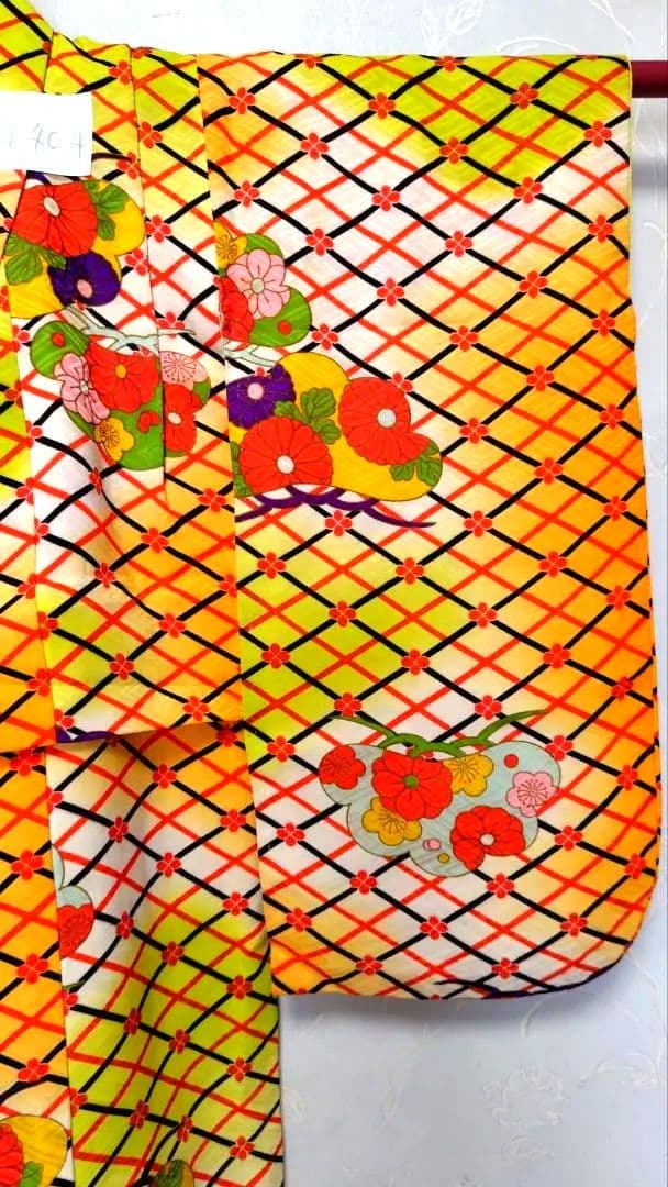 RK404アンティーク子供着物着丈77センチ裄丈38センチしつけ糸付き綺麗美品