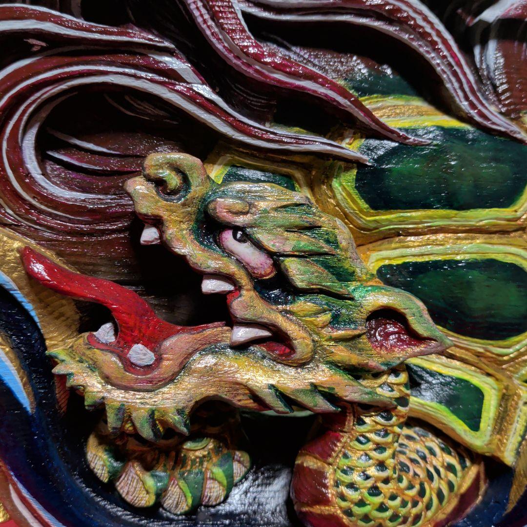 龍亀　ドラゴン　龍　亀　彩色　彫刻　木彫　だんじり　寺院仏閣　欄間