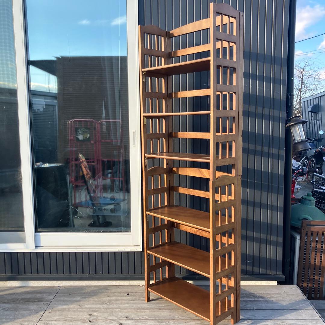 ② 北欧レトロ 木製フレーム 3段折りたたみラック 飾り棚 オープンラック 花台