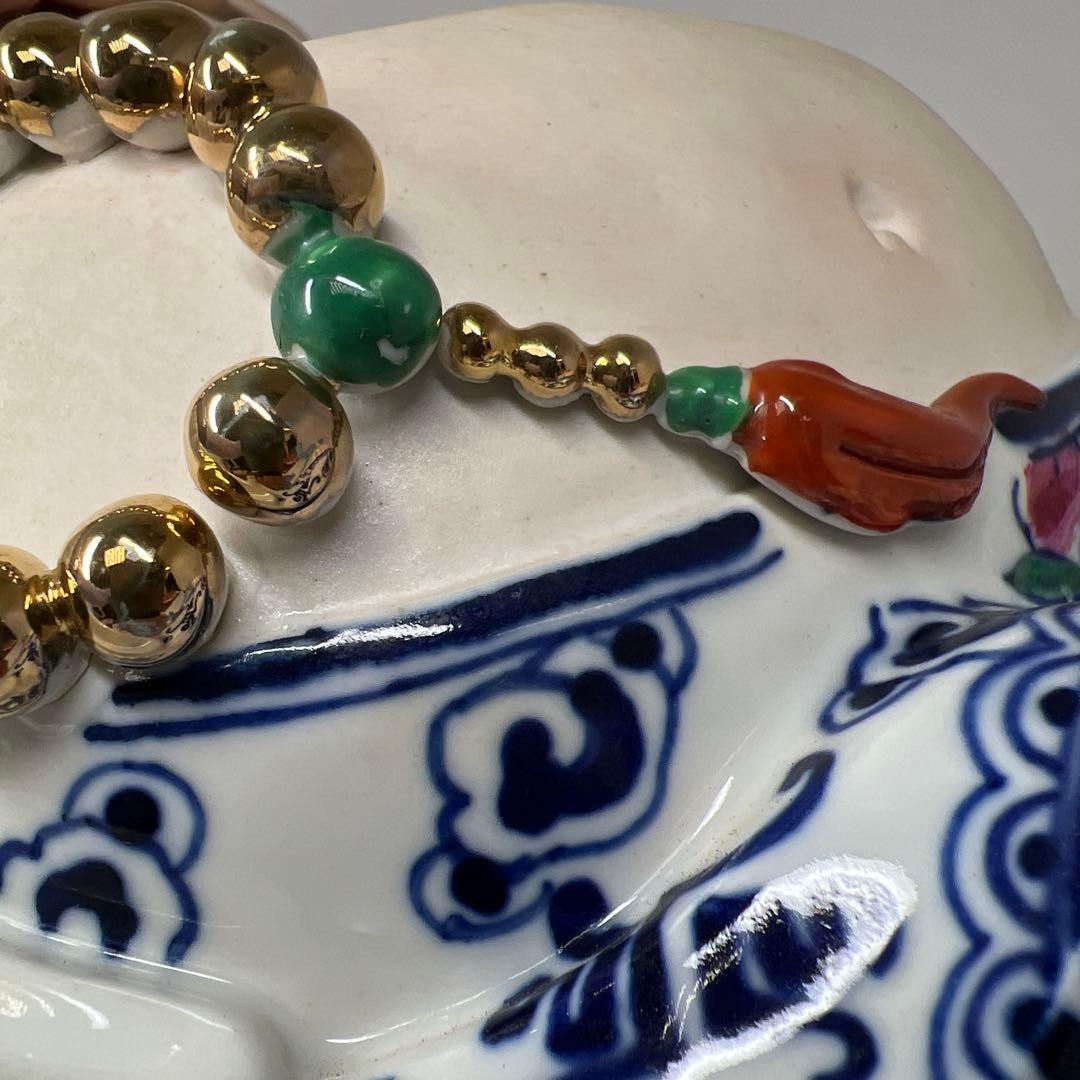 中国美術 景徳鎮布袋置物 高さ約24㎝ 東Y7-0520⑤