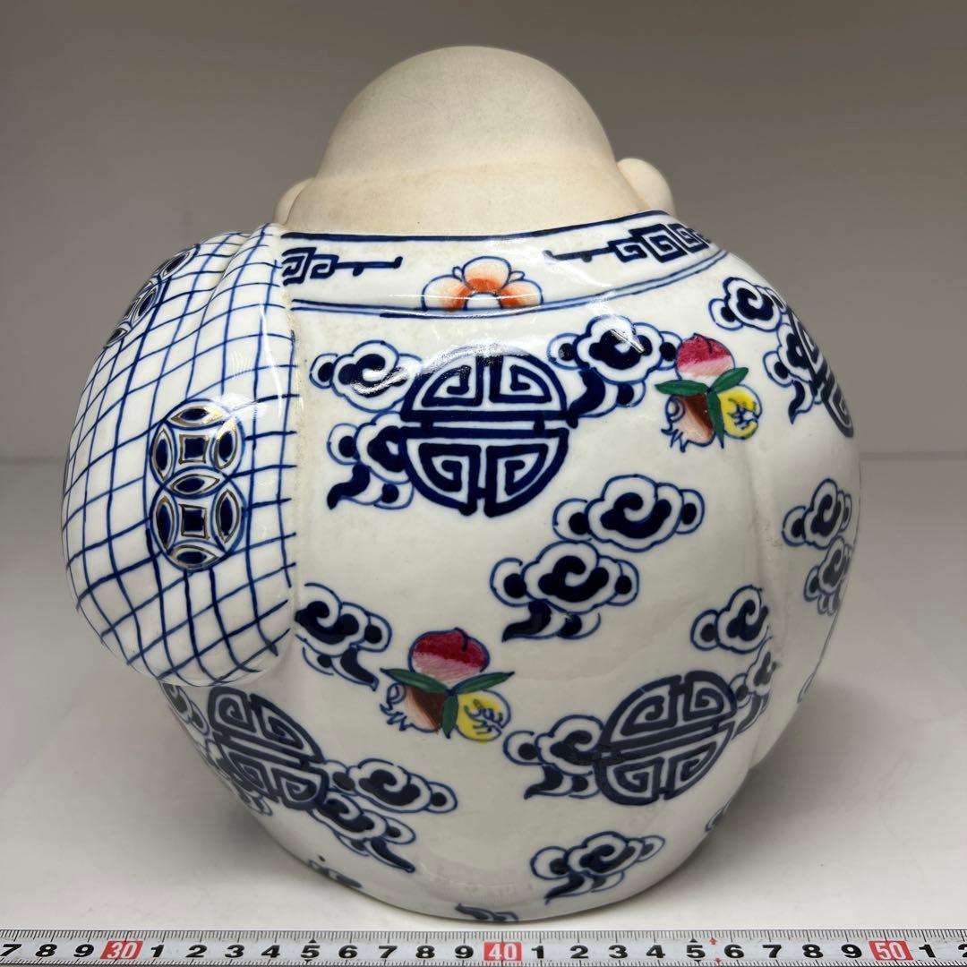 中国美術 景徳鎮布袋置物 高さ約24㎝ 東Y7-0520⑤