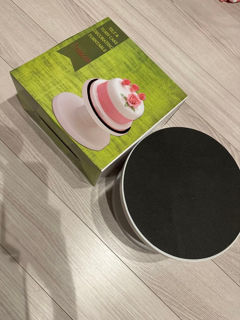 チルト回転デコ台　ケーキデコレーション用回転台 白黒