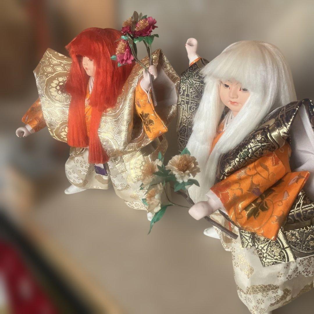 五月人形 伝統的な連獅子　透明ガラスケース付き