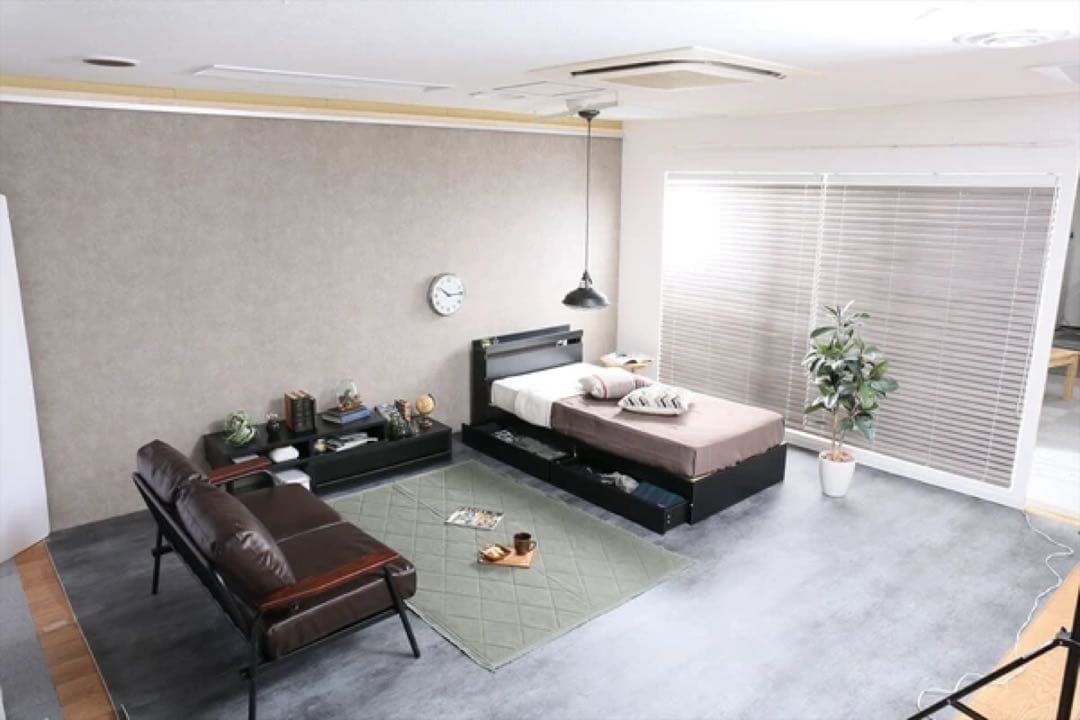 【シングル】Pluto 収納付きベッド(マットレス付き)【全5色】