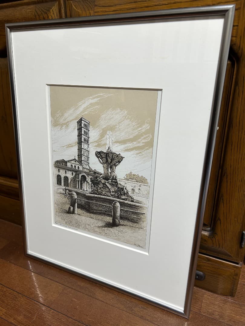 サンタ・マリア・イン・コスメディン教会とビッツァッケリの噴水 (版画)