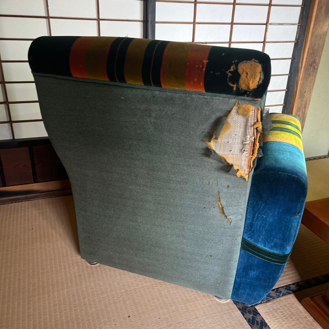 レトロ ストライプ 1人掛けソファ