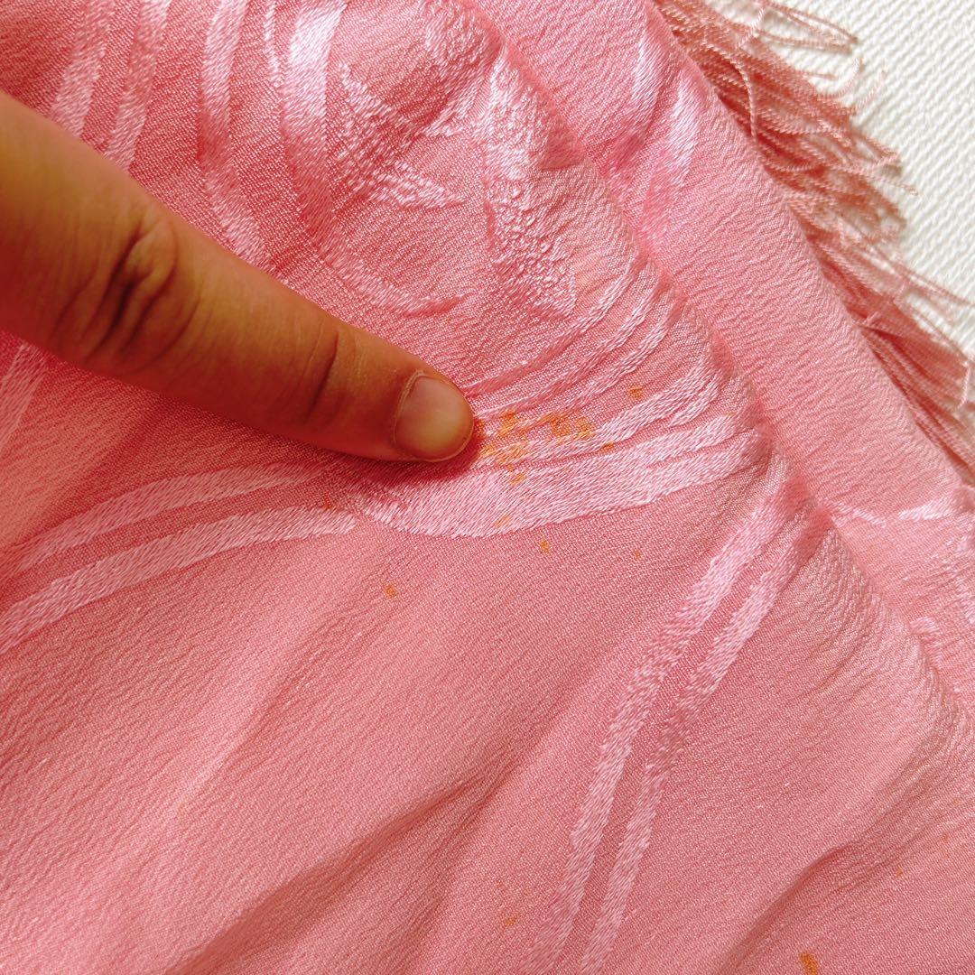 セット　七五三７歳女の子　着物＆帯＆長襦袢＆小物　オレンジ　花御所車　牡丹　鶴