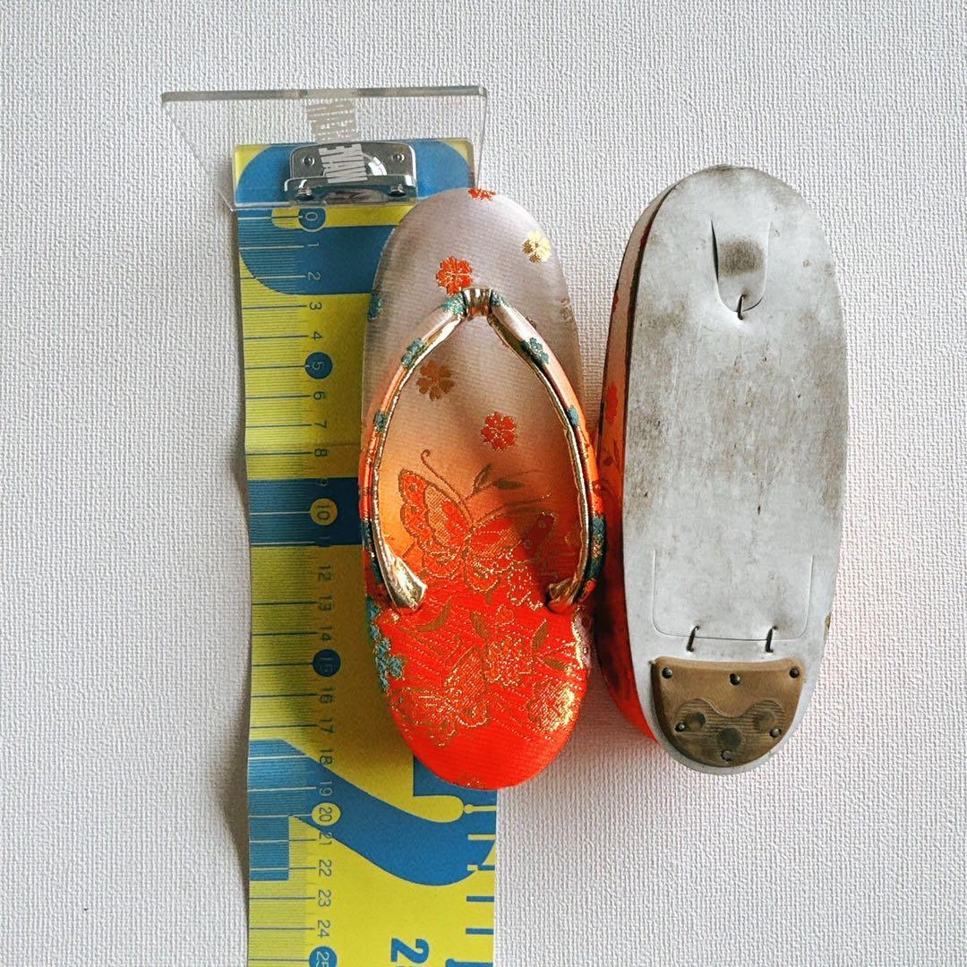 セット　七五三７歳女の子　着物＆帯＆長襦袢＆小物　オレンジ　花御所車　牡丹　鶴