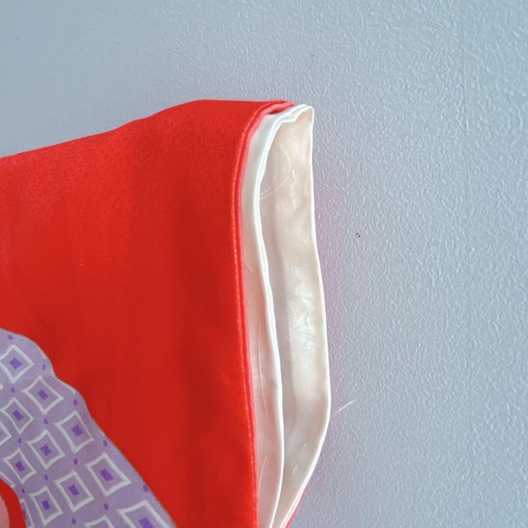 セット　七五三７歳女の子　着物＆帯＆長襦袢＆小物　オレンジ　花御所車　牡丹　鶴