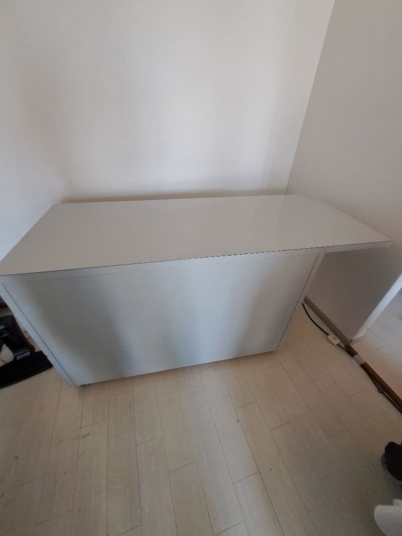 ホワイトグレー キッチンカウンター 収納付き