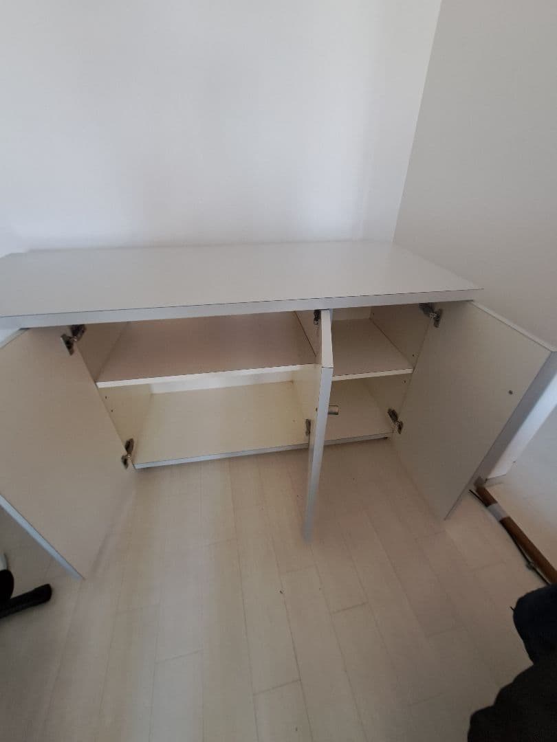 ホワイトグレー キッチンカウンター 収納付き