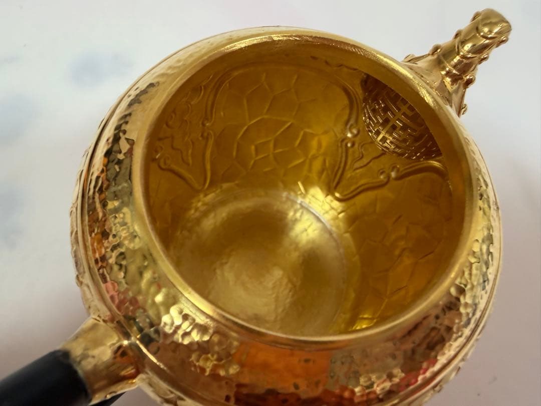 純銀製 饕餮文 獣口 金メッキ 急須 銀瓶 煎茶道具 - メルカリ