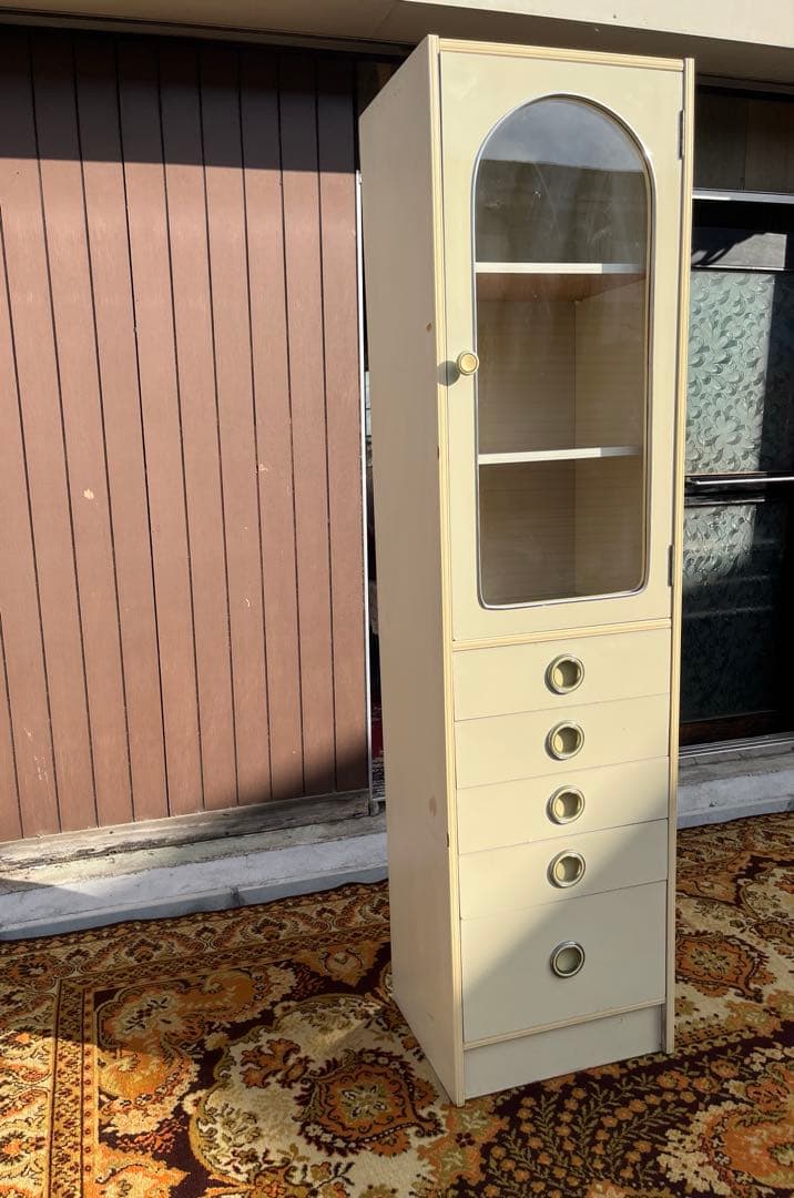 アーチ型 食器棚 インテリア 水屋 飾り棚 白 ホワイト 昭和レトロ 当時物