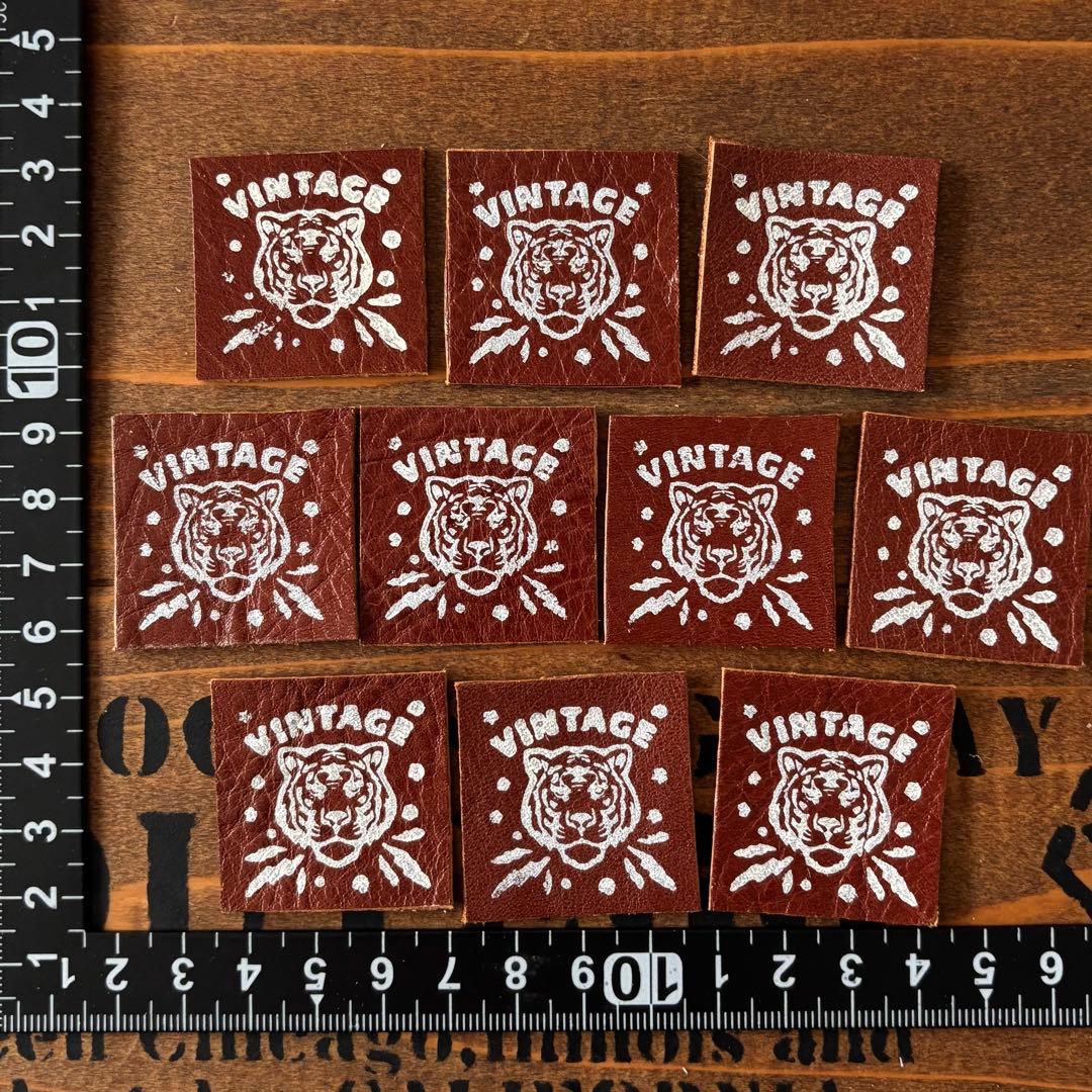 ビンテージ革タグ　レザータグ　vintage虎タグ10枚ダークブラウン②550