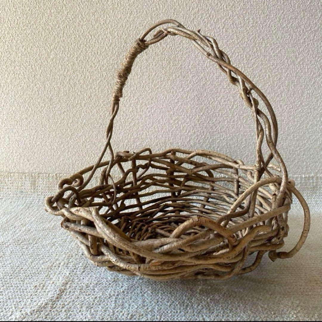 最終】蔓籠 藤蔓かご 蔓細工 あけび 葡萄蔓 バスケット 郷土飾りつる細工