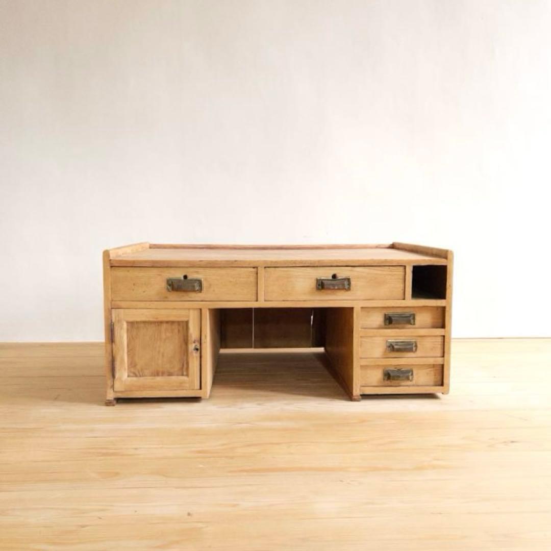 剥離家具　無垢材　ローデスク　M025　古道具　古家具　アンティーク　ビンテージ