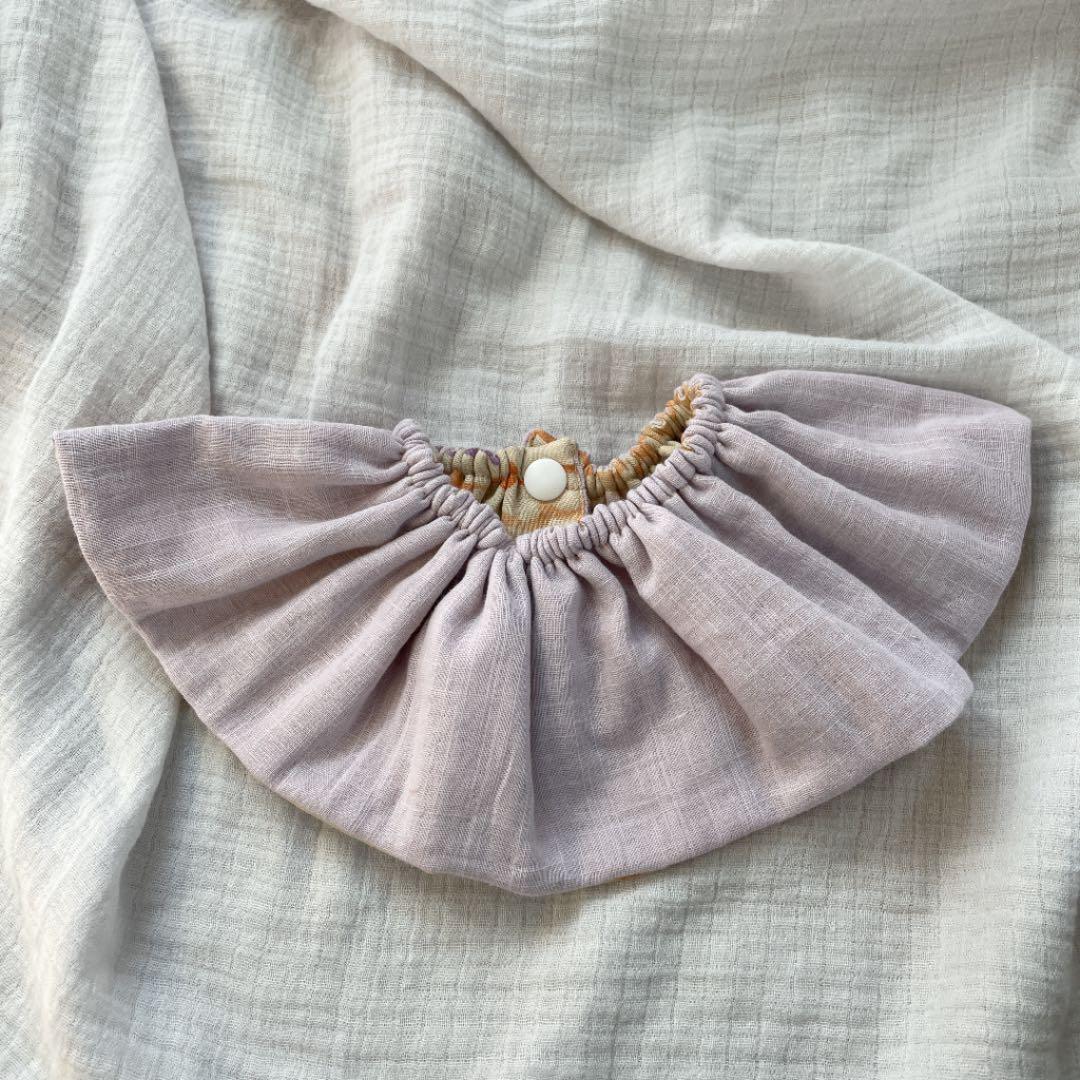 再販★なみなみ水彩×ナチュラルライラック★ ハンドメイド　リバーシブル　スタイ