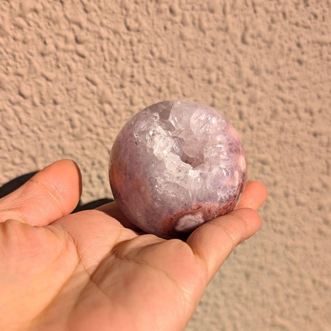 ピンクアメジスト　フラワーアゲート　スフィア　丸玉　綺麗　天然石　インテリア