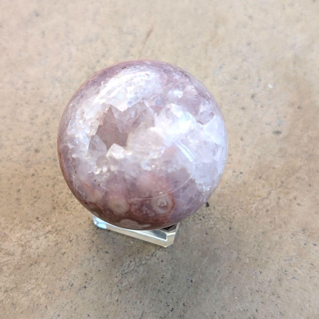 ピンクアメジスト　フラワーアゲート　スフィア　丸玉　綺麗　天然石　インテリア